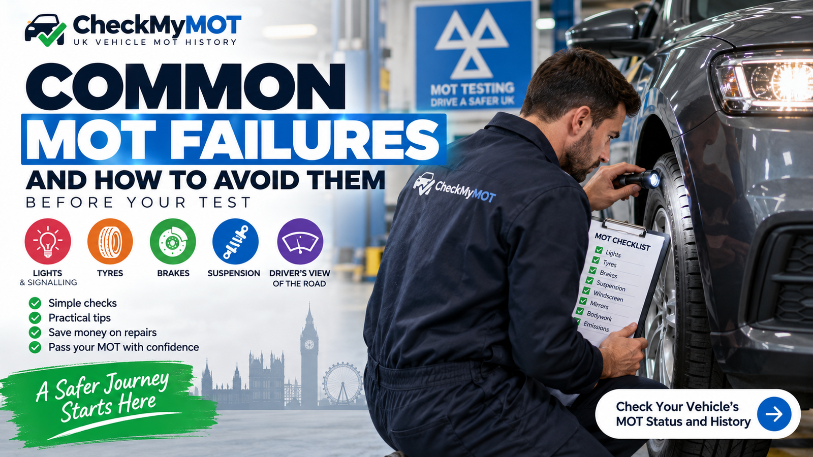 Common MOT failures and pre-MOT checklist for UK drivers