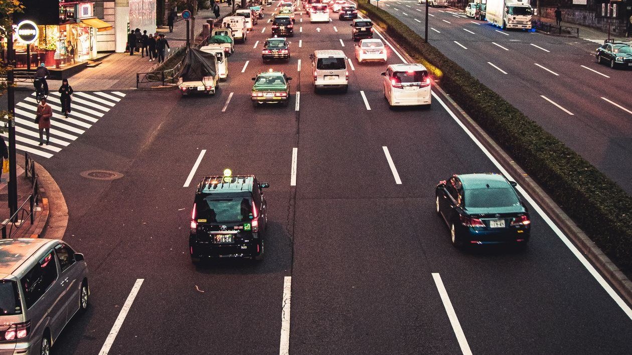 City street with traffic